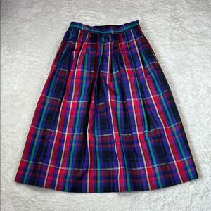 Vintage L8R plaid taffeta maxi skirt made in USA, size 14